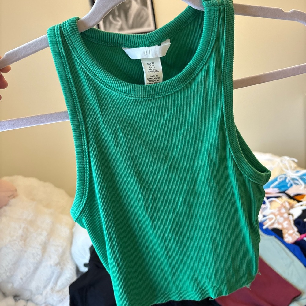 Green Ribbed Tank Top